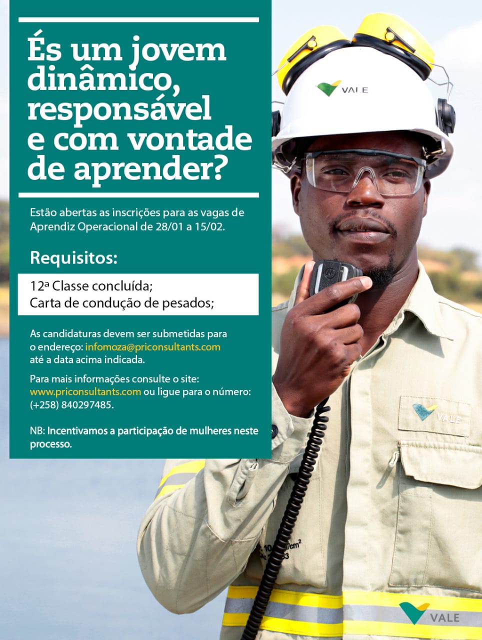 Vale Moçambique: Aprendiz Operacional (m/f), Maputo 